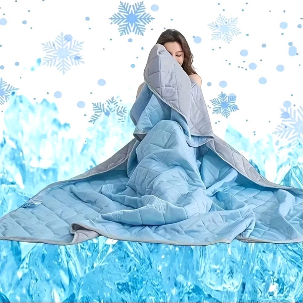 Sky Blue Quilted Queen Size Cooling Blanket